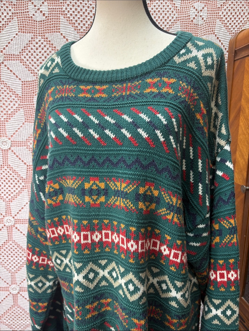 Vintage 1980s/90s Men’s Fair Isle Sweater – Size L/G - Picture 2 of 7